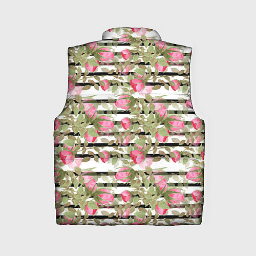 Женский жилет Акварельные розы на полосатом / 3D-Красный – фото 2