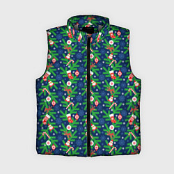 Женский жилет Новогодние Игрушки на Ёлке, цвет: 3D-светло-серый