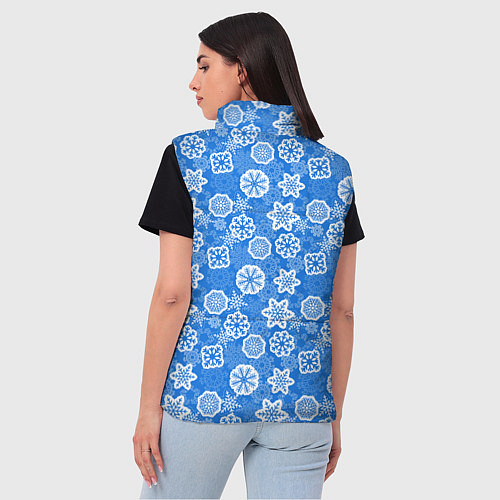 Женский жилет Снежные Новогодние Узоры / 3D-Красный – фото 4