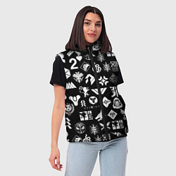 Женский жилет DESTINY 2 PATTERN GAME LOGO ДЕСТИНИ 2 ПАТТЕРН СИМВ, цвет: 3D-черный — фото 2