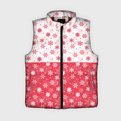 Женский жилет Снежинки красно-белые, цвет: 3D-красный