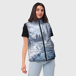 Женский жилет СНЕЖНЫЙ ПЕЙЗАЖ, цвет: 3D-черный — фото 2