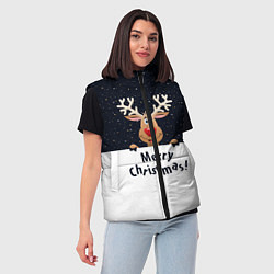 Женский жилет Новогодний Оленёнок Рудольф, цвет: 3D-черный — фото 2