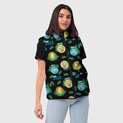 Женский жилет Новогодний принт с тиграми, цвет: 3D-красный — фото 2