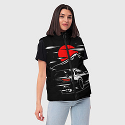 Женский жилет MAZDA RX 7 Мазда при свете красной луны, цвет: 3D-черный — фото 2