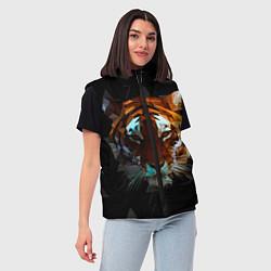 Женский жилет Тигр стиль Low poly, цвет: 3D-черный — фото 2