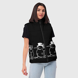 Женский жилет Снеговик на черном фоне, цвет: 3D-черный — фото 2