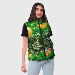 Женский жилет Новогоднее Настроение Елка, цвет: 3D-черный — фото 2