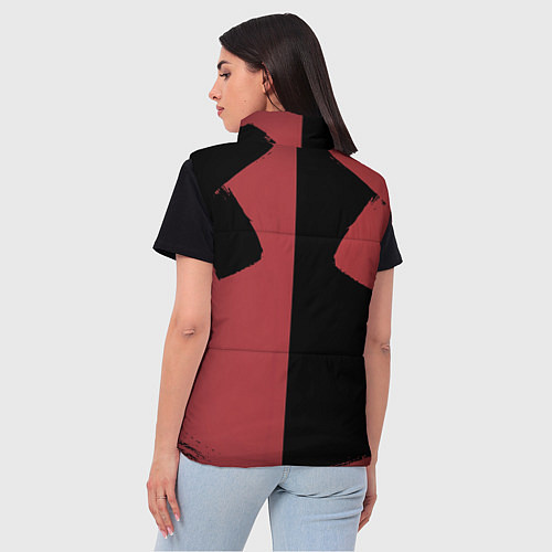 Женский жилет Улыбка на красно-черном фоне / 3D-Красный – фото 4