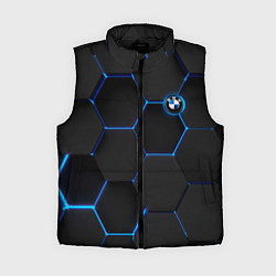 Женский жилет BMW blue neon theme, цвет: 3D-черный