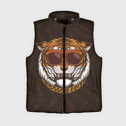 Женский жилет Крутой тигр в очках с цепью, цвет: 3D-светло-серый