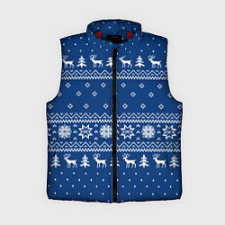 Женский жилет СИНИЙ СВИТЕР С ОЛЕНЯМИ, НОВЫЙ ГОД 2022, цвет: 3D-красный
