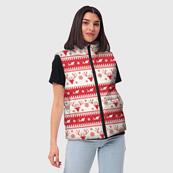 Женский жилет Новогодний орнамент с Оленями, цвет: 3D-красный — фото 2