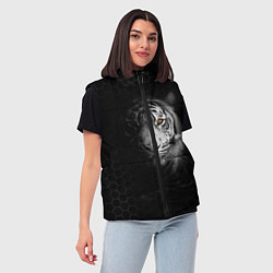 Женский жилет Тигр черно-белый соты, цвет: 3D-черный — фото 2