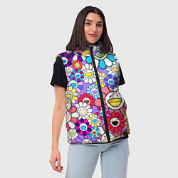 Женский жилет Цветы Takashi Murakami, цвет: 3D-черный — фото 2