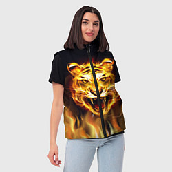 Женский жилет Тигр В Пламени, цвет: 3D-черный — фото 2