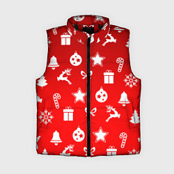 Женский жилет Новогодний узор красный градиент