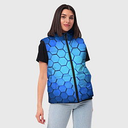 Женский жилет Неоновые 3D ПЛИТЫ, цвет: 3D-черный — фото 2
