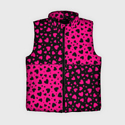 Женский жилет Черно-Розовые сердца, цвет: 3D-черный