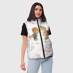 Женский жилет Плюшевый Поцелуй Влюблённые Мишки, цвет: 3D-черный — фото 2