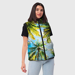 Женский жилет Пальмы под солнцем, цвет: 3D-черный — фото 2