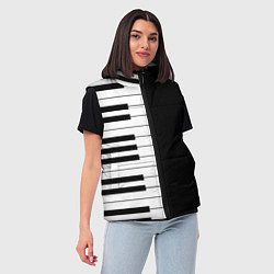 Женский жилет Черно-Белое Пианино Piano, цвет: 3D-черный — фото 2