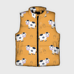 Женский жилет Веселые коровки с ведрами молока, цвет: 3D-черный