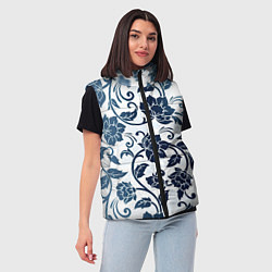 Женский жилет Гжелевые цветы, цвет: 3D-светло-серый — фото 2