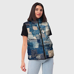 Женский жилет Patchwork Jeans Осень Зима 2023, цвет: 3D-черный — фото 2