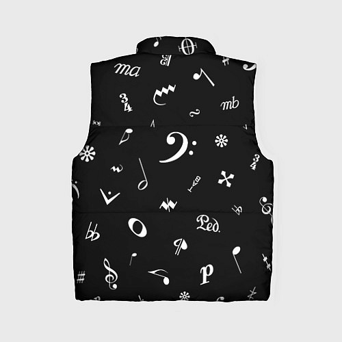 Женский жилет Нотные Знаки Белые на Черном / 3D-Черный – фото 2