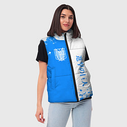 Женский жилет Атака титанов два цвета - голубой белый, цвет: 3D-красный — фото 2
