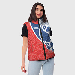 Женский жилет ГЕРБ РОССИИ С УЗОРАМИ, цвет: 3D-черный — фото 2
