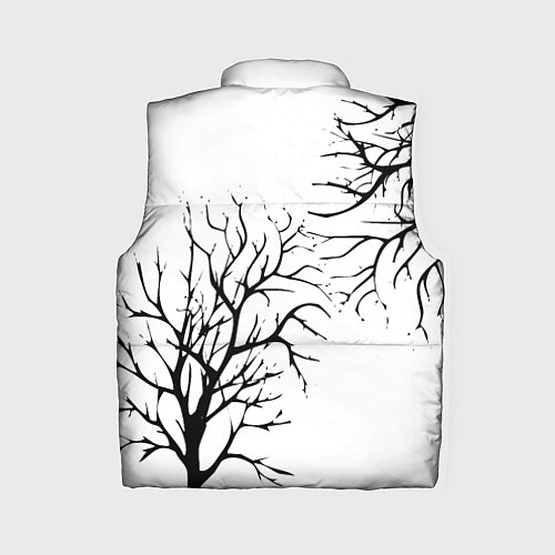 Женский жилет Черные ветки деревьев на белом фоне / 3D-Черный – фото 2