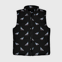 Женский жилет Голуби на черном паттерн