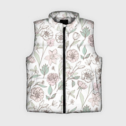 Женский жилет Цветы Астры и Розы На Светлом Фоне