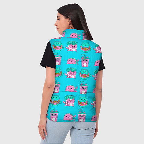 Женский жилет CAT HOT DOGS FAST FOOD BURGER FRENCH FRIES COCKTAI / 3D-Светло-серый – фото 4