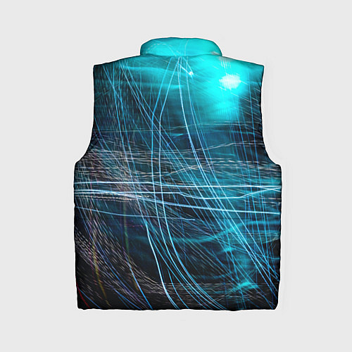 Женский жилет Неоновые волны и линии - Голубой / 3D-Черный – фото 2