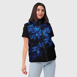 Женский жилет BLUE FLOWERS Синие цветы, цвет: 3D-черный — фото 2