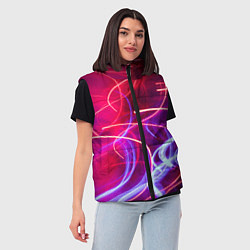 Женский жилет Неоновые линии и фонари - Красный, цвет: 3D-светло-серый — фото 2
