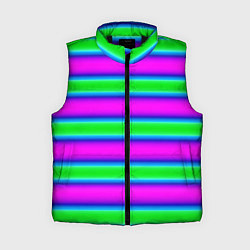 Женский жилет Зеленый и фиолетовые яркие неоновые полосы striped, цвет: 3D-черный