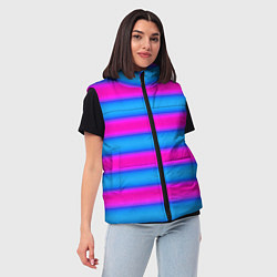 Женский жилет Striped pattern яркий неоновый полосатый узор, цвет: 3D-черный — фото 2