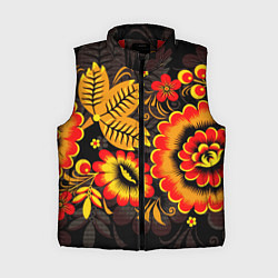 Женский жилет Хохломская Роспись Цветы На Тёмном Фоне