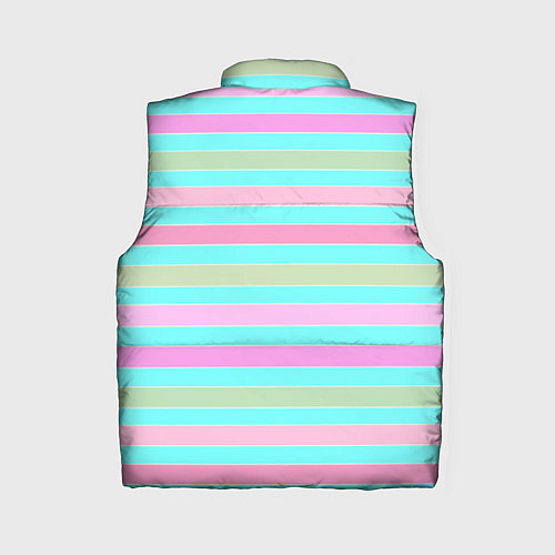 Женский жилет Pink turquoise stripes horizontal Полосатый узор / 3D-Черный – фото 2