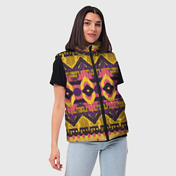 Женский жилет Африканский узор орнамент из шерсти Africa Wool Pa, цвет: 3D-черный — фото 2