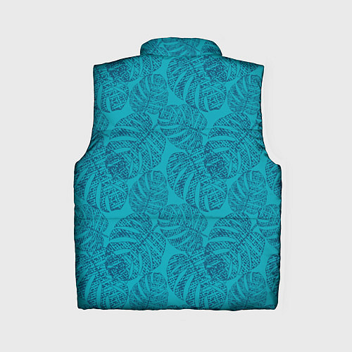 Женский жилет Синие листья монстеры на голубом / 3D-Черный – фото 2