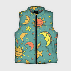 Женский жилет Солнце, Луна и Звёзды, цвет: 3D-светло-серый