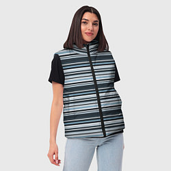 Женский жилет Горизонтальные синие, голубые, белые полосы, цвет: 3D-красный — фото 2