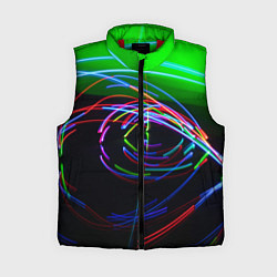 Женский жилет Неоновые абстрактные волнообразные огни - Зелёный