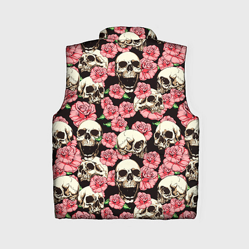 Женский жилет Розы с черепами / 3D-Черный – фото 2