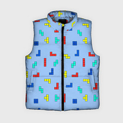 Женский жилет Тетрис на голубом фоне, цвет: 3D-светло-серый